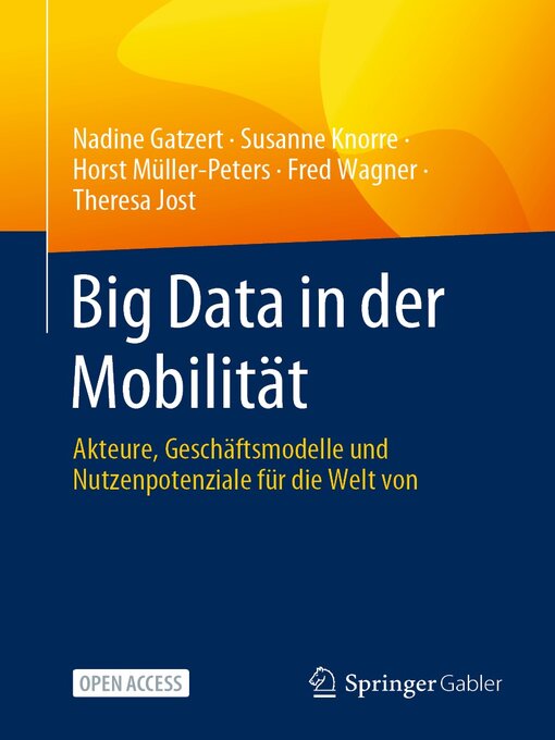 Title details for Big Data in der Mobilität by Nadine Gatzert - Available